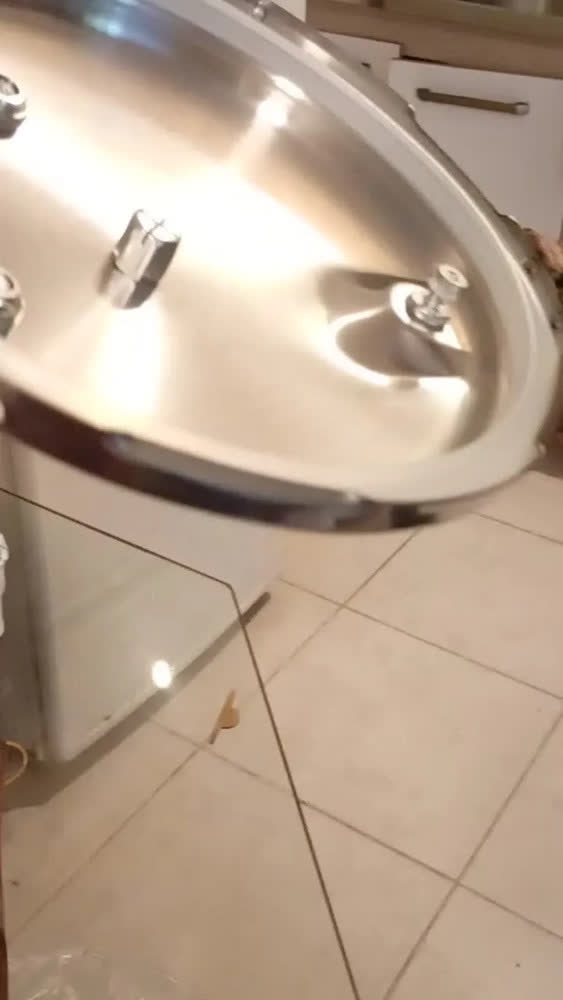 foto de Panela De Pressão Indução 4,2L Revestimento Ceramico Antiaderente Com 4 Valvulas De Segurança Fechamento Externo, Cabos Soft Touch Vitrex Creme Granito