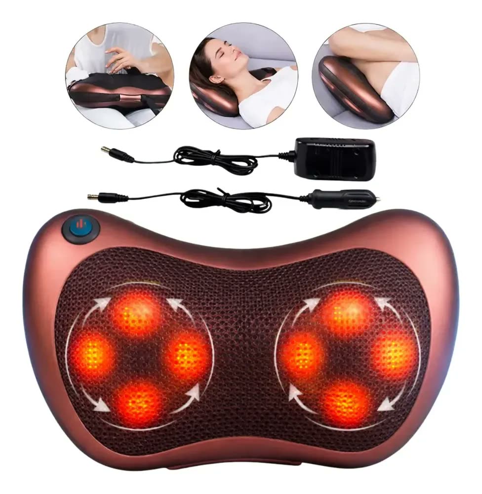Almofada Massageador Elétrico Pescoço Pés Lombar Costas Biv Marrom WIMAI VARIEDADES