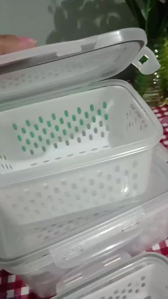 foto de Kit 3 Potes Hermeticos C/cesto Organizador C/trava Geladeira Branco