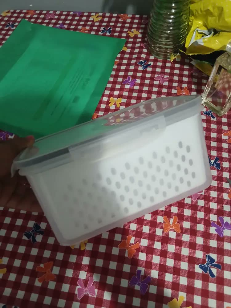 foto de Kit 3 Potes Hermeticos C/cesto Organizador C/trava Geladeira Branco