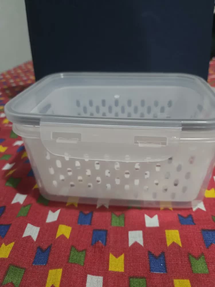 foto de Kit 3 Potes Hermeticos C/cesto Organizador C/trava Geladeira Branco