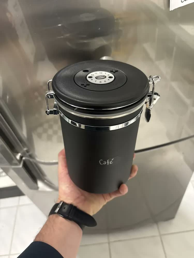 foto de Pote Hermético De Café Inox Para Armazenar Café 1,8 Ml Preto Preto