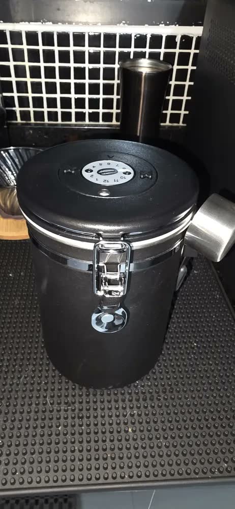 foto de Pote Hermético De Café Inox Para Armazenar Café 1,8 Ml Preto Preto