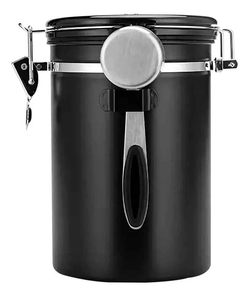 Pote Hermético De Café Inox Para Armazenar Café 1,8 Ml Preto Preto