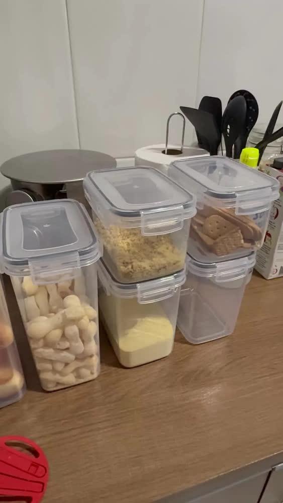 foto de Kit 15 Potes Herméticos Empilháveis Porta Mantimentos Transparente