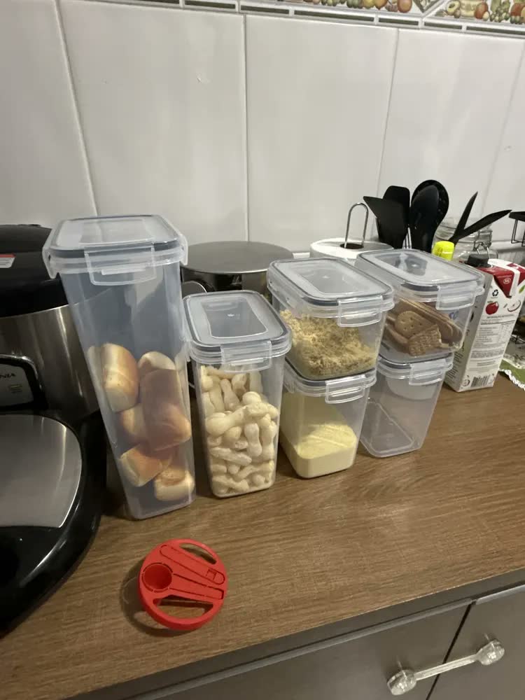 foto de Kit 15 Potes Herméticos Empilháveis Porta Mantimentos Transparente