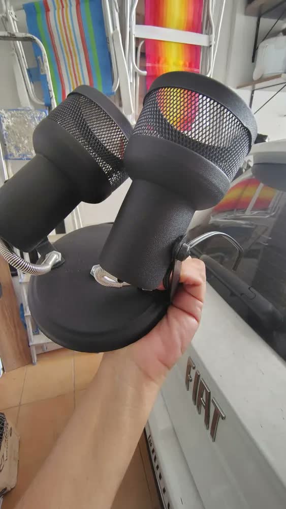 foto de Luminária Teto Spot Duplo Sobrepor Alumìnio Preto TelhaLed Articulável Industrial Bocal E27 Bivolt