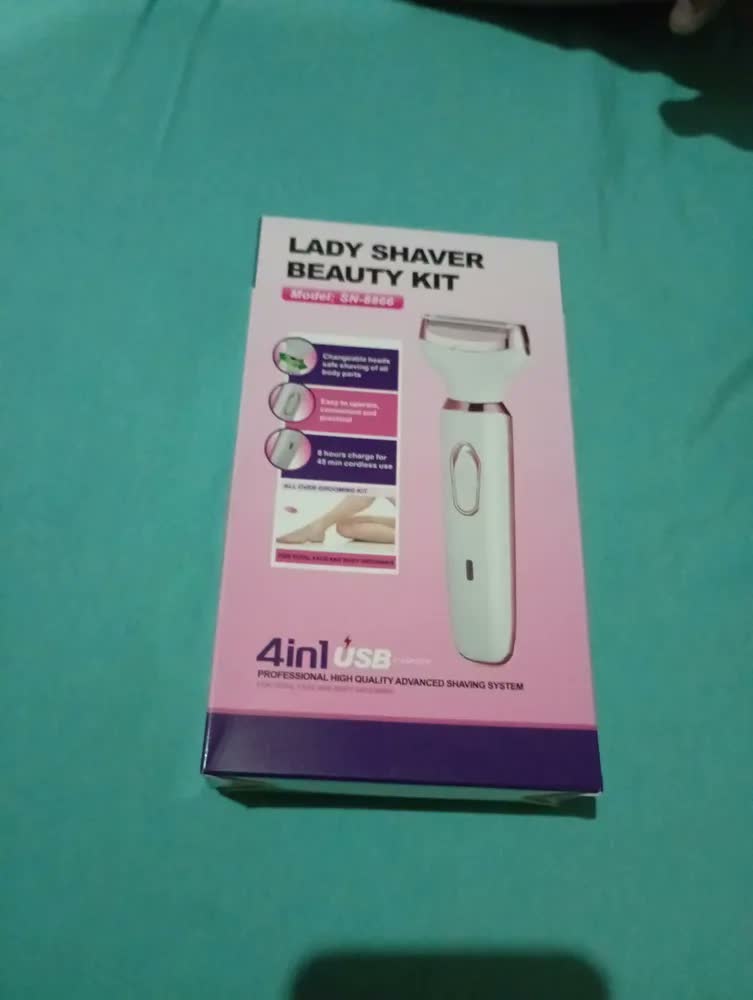 foto de Depilador Elétrico Feminino 4 em 1 Recarregável USB Maquininha Aparador Íntimo Corpo Rosto Facial Sobrancelha Nariz Orelhas Removedor de Pelos Trimmer Portátil Sem Dor Alta Precisão SAMZHE