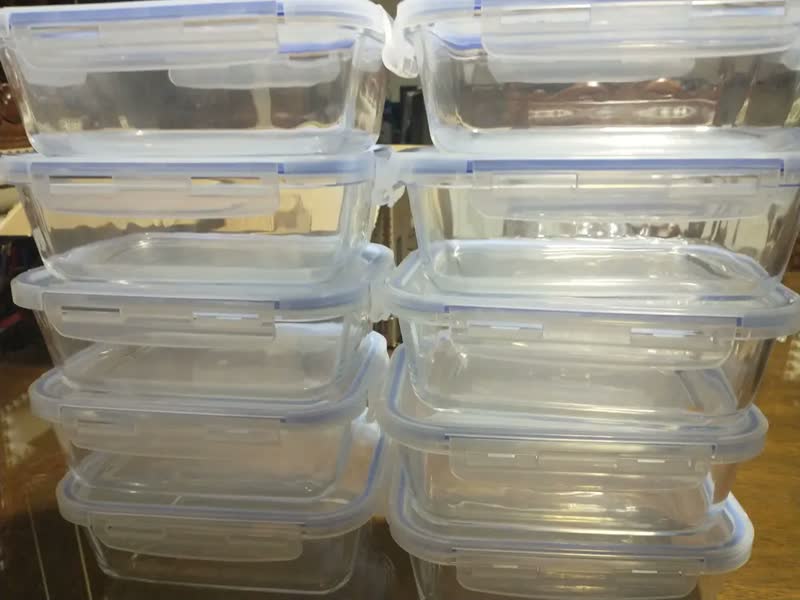 foto de Kit 10 Potes 1040ml de Vidro Borossilicato Tampa Hermética 4 Travas Pítia