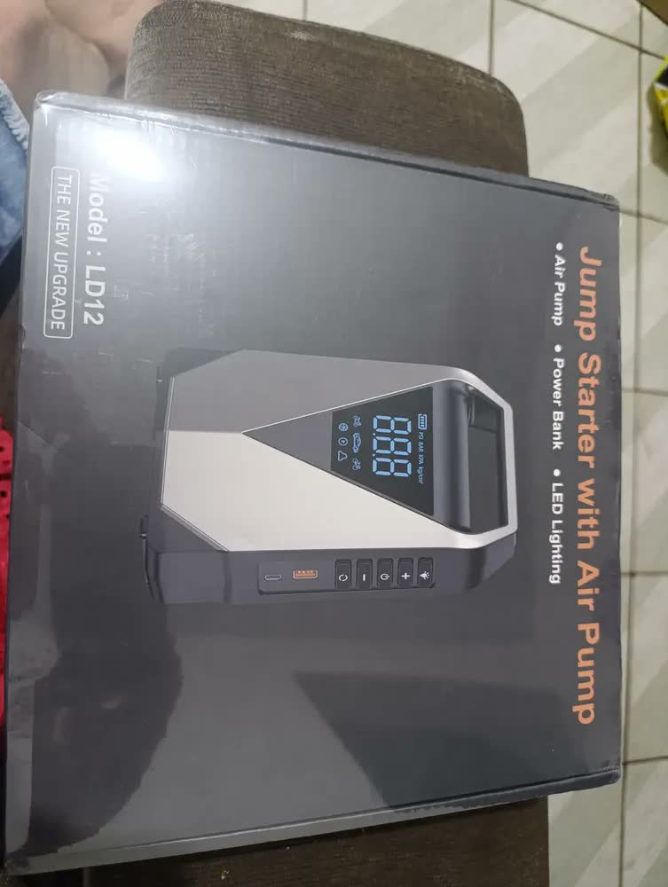 foto de aweshine Compressor de Ar Portátil 150PSI Automotivo com Auxiliar Partida Portátil,6 Modos Inflagem, Power Bank, Tela Digital Grande, Lanterna Emergência 3 Modos Compatível Carro Moto Caminhão