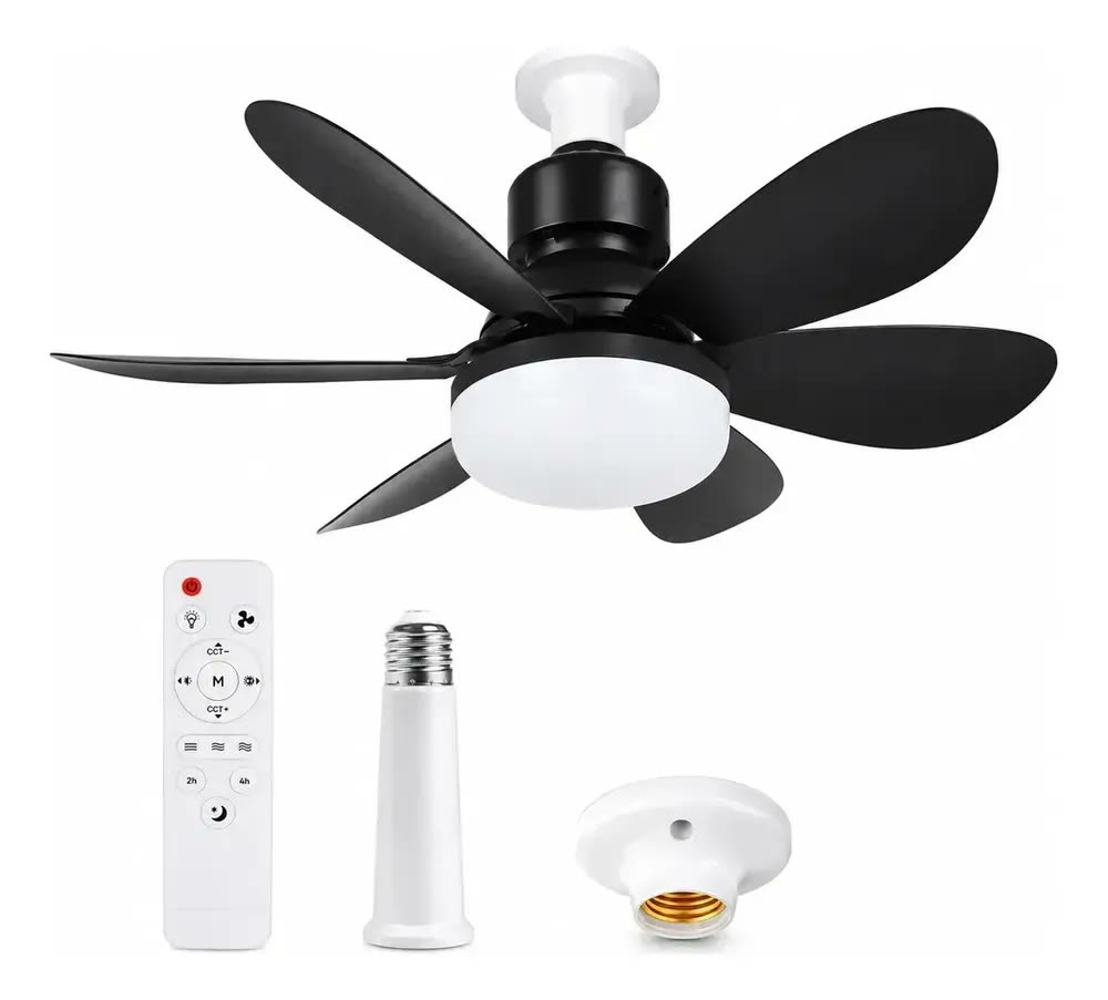 Ventilador de Teto SolViva Com Luz LED e Controle Remoto Preto 52 cm