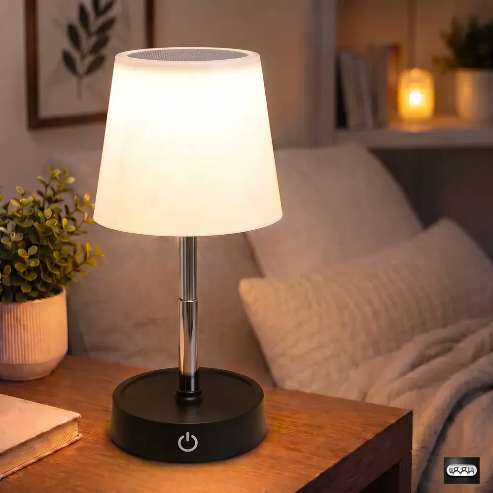 foto de Abajur De Mesa Touch Luminária Led Preto Recarregável Luz Aconchegante Quarto Sala Decoração Leitura Estudo Escritório Sem Fio Cúpula Altura Ajustável Lâmpada Amarela Cabeceira Moderna Bivolt UGGLA
