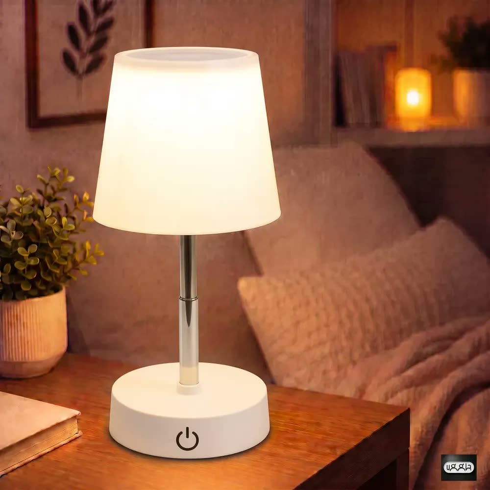 Abajur De Mesa Touch Luminária Led Branco Recarregável Luz Aconchegante Quarto Sala Decoração Leitura Estudo Escritório Sem Fio Cúpula Altura Ajustável Lâmpada Amarela Cabeceira Moderna Bivolt UGGLA