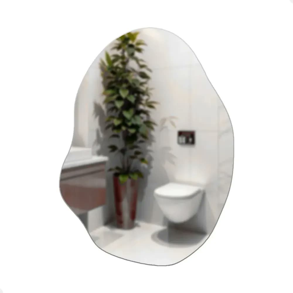 foto de Espelho de Banheiro Formato Orgânico Espelho Lapidado de Parede Espelho para Quarto Sala Closet Espelho Decorativo 55x75cm Espelho Minimalista para Lavabo Hall de Entrada Espelho Irregular Arquitetura
