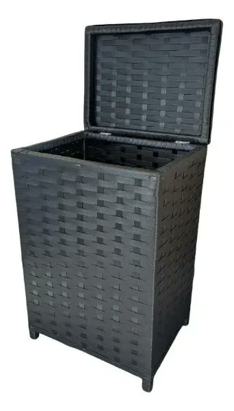 Cesto De Roupa Roupeiro 41cm X 32cm X 60cm 70 Litros Argila Preto Preto Lisa