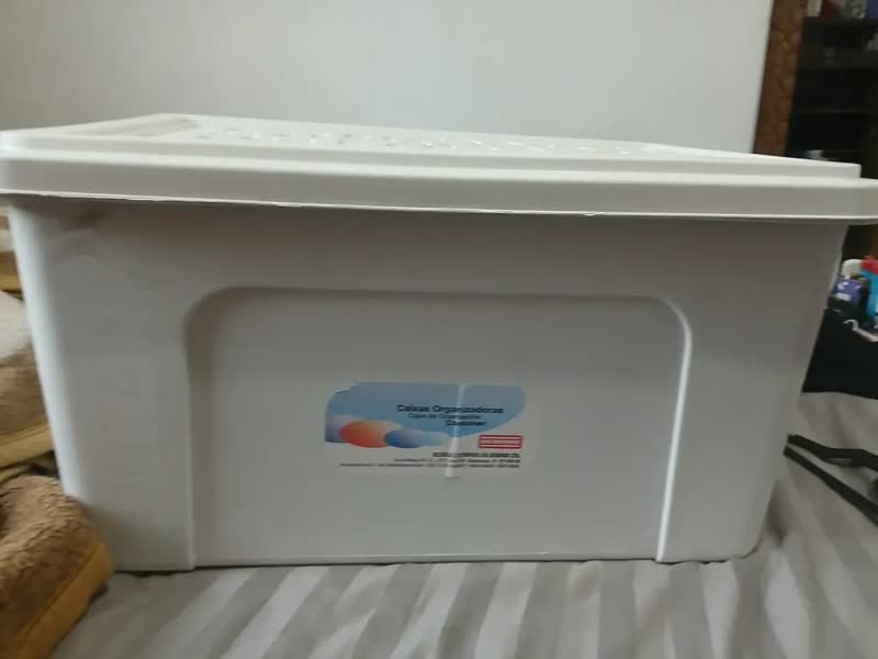 foto de Kit 3 Caixa Organizadora De Plástico 70 Litros Tampa Grande Preto