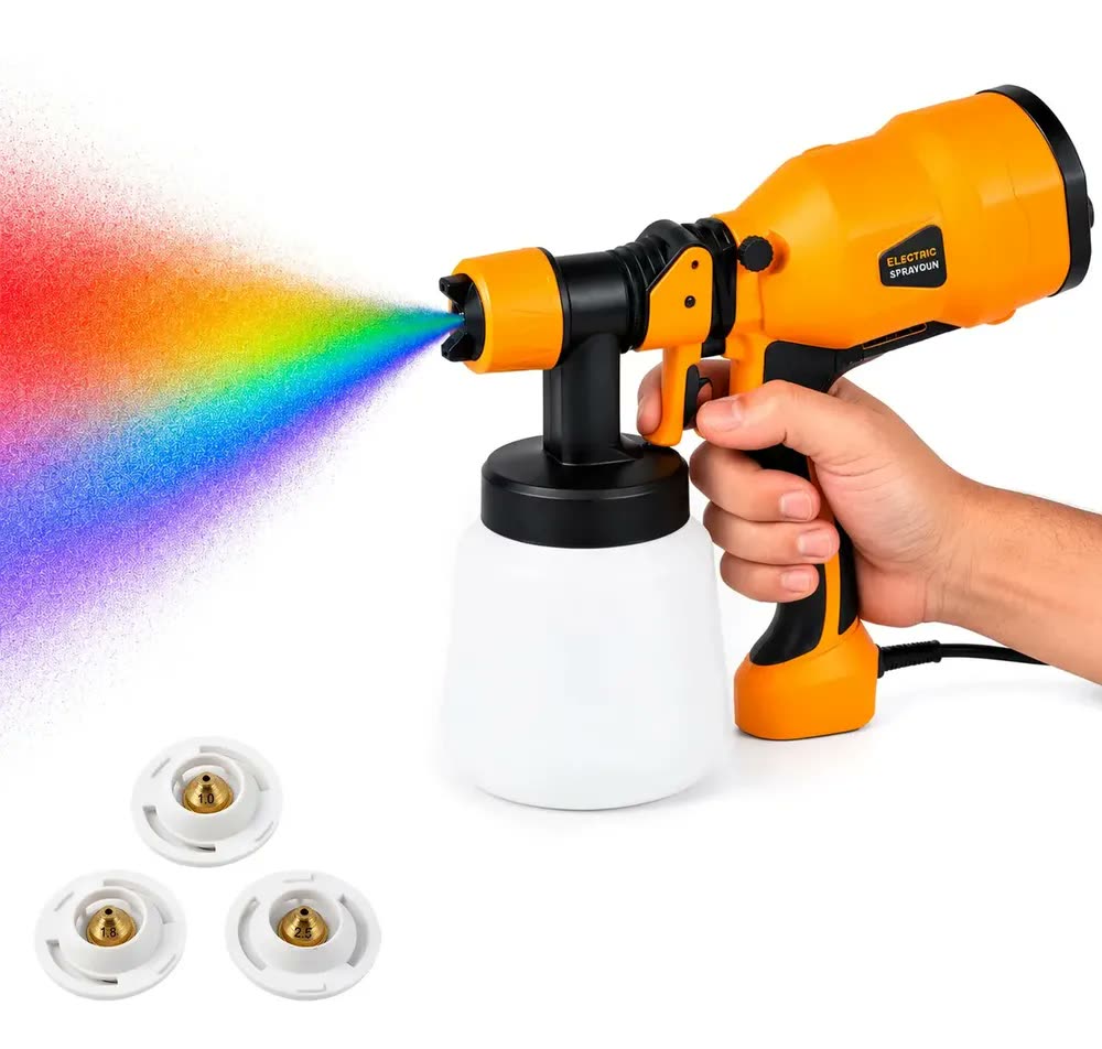 Pistola De Pintura Pulverizadora Hvlp Portátil 1.1l 650w Amarelo/preto