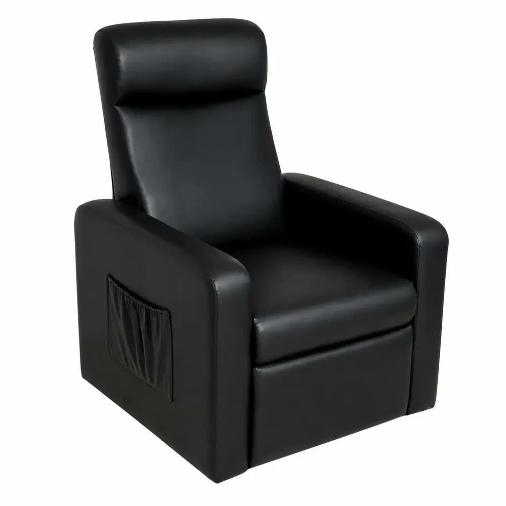 Poltrona do Papai Para Sala Amamentação Retrátil Reclinável Clínicas Madrid Couro Casa Lanzzoni Bonan Cor Corino Preto