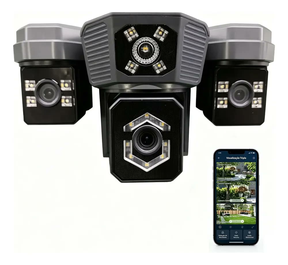 Daoyee Câmera De Segurança Wifi Profissional 3 Lentes Preto 1080P