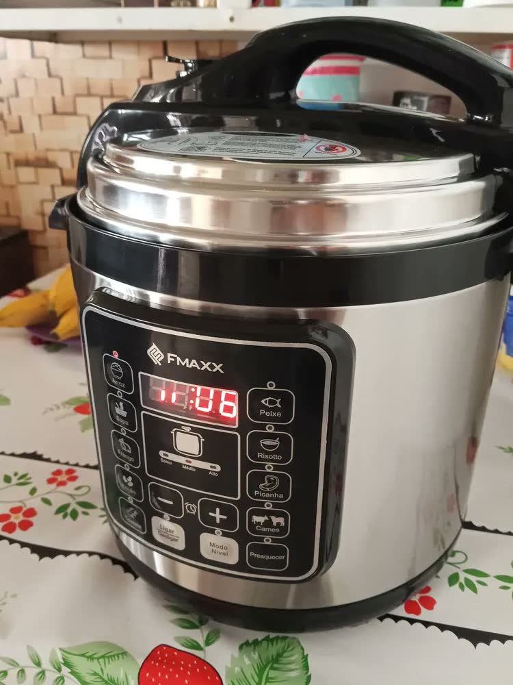 foto de Panela De Pressão Elétrica Digital 6l, Fmaxx, Inox 1000w Cinza 60hz