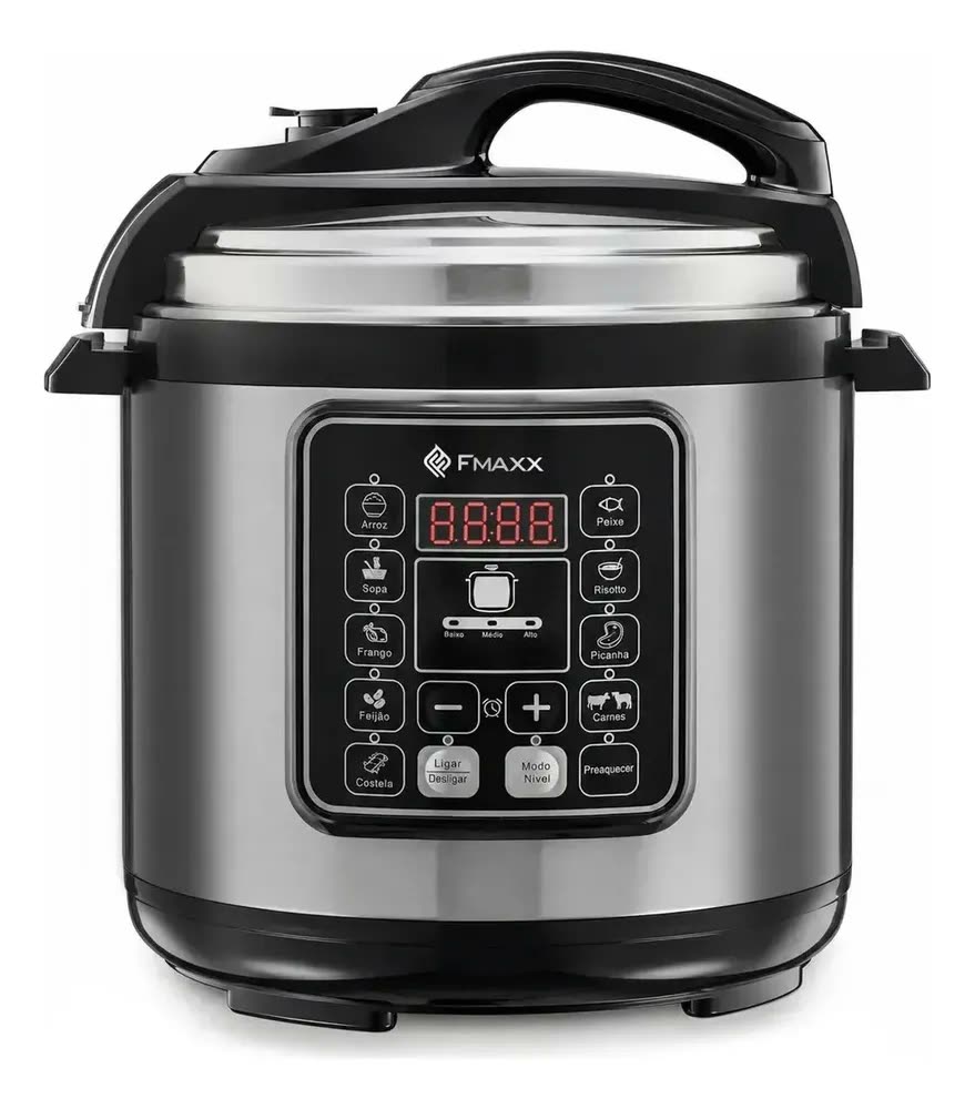 Panela De Pressão Elétrica Digital 6l, Fmaxx, Inox 1000w Cinza 60hz
