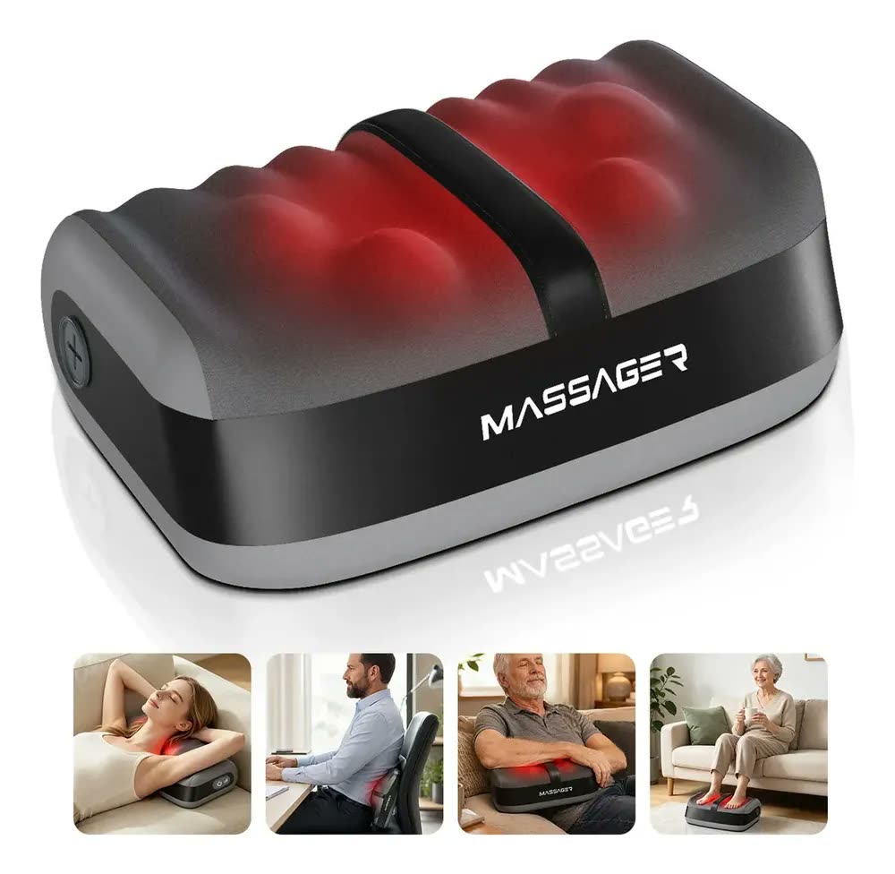 Massageador De Pés Elétrico Buaerfa Portátil com Aquecimento E Rolos, Shiatsu, Massagem Para Pernas E Panturrilhas, Presente Para Homens E Mulheres, Ideal Casa E Escritório, 127/220V universal
