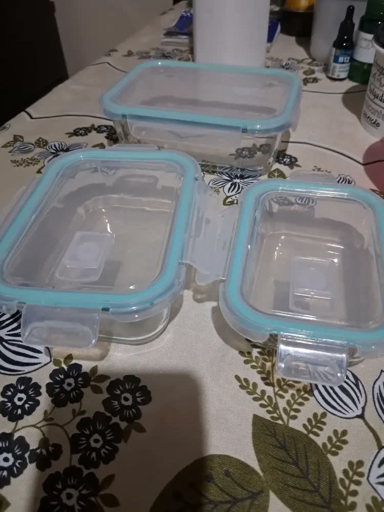 foto de Kit 3 Potes de Vidro com Tampa Hermética com Válvula de Respiração