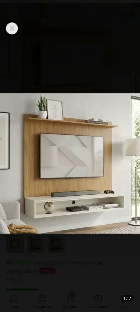 foto de Painel Tv 50 Polegadas Siena Ripado Moderno Suspenso Nature Com Off White