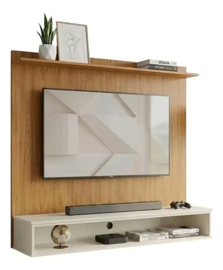 Painel Tv 50 Polegadas Siena Ripado Moderno Suspenso Nature Com Off White