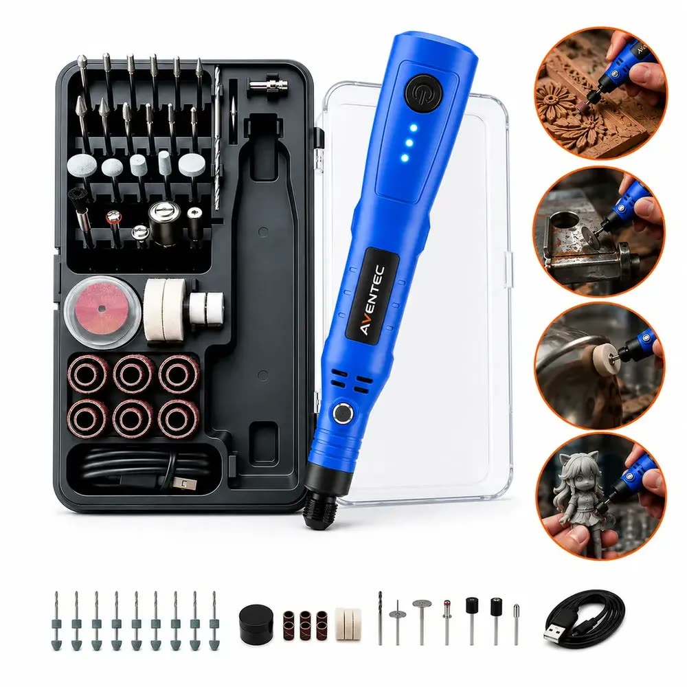Mini Retífica Portátil Kit Profissional 76 em 1 Potente Sem fio Recarregável