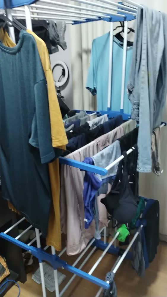 foto de Varal De Pé Grande 3 Andares Com Rodinhas Vertical Hgic Azul