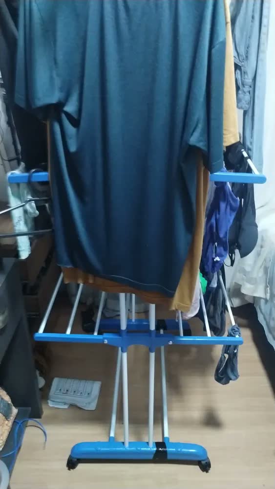 foto de Varal De Pé Grande 3 Andares Com Rodinhas Vertical Hgic Azul