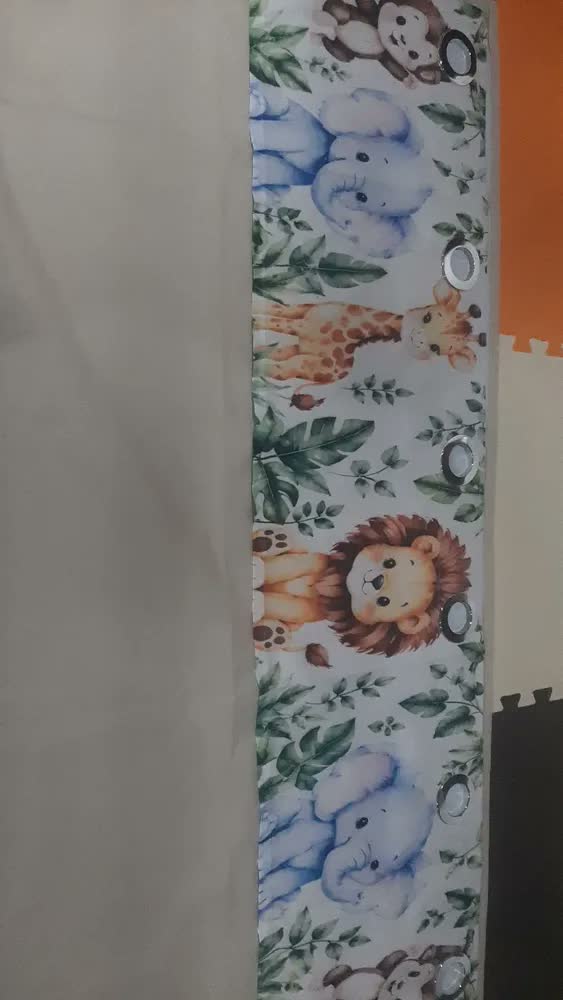 foto de Cortina Infantil 100% Blackout Com Bando 2,80x1,80m Para Quarto Infantil Bebê Criança Decoração Janela Estampa Safari