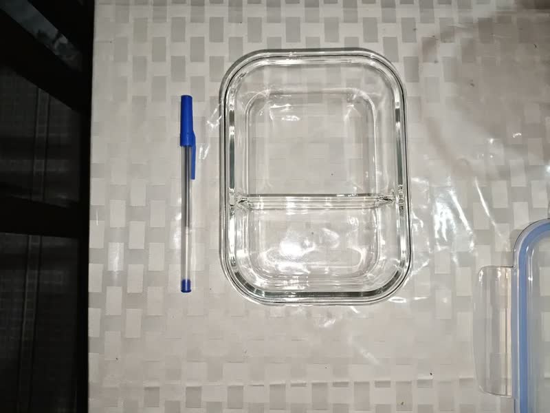 foto de Conjunto 3 Potes Hermético Vidro C/ Divisória Marmita 640ml Transparente