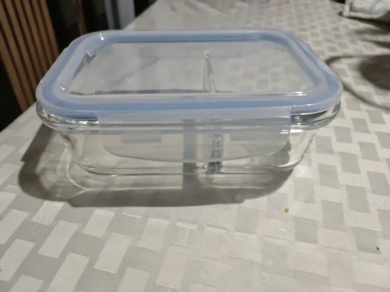 foto de Conjunto 3 Potes Hermético Vidro C/ Divisória Marmita 640ml Transparente
