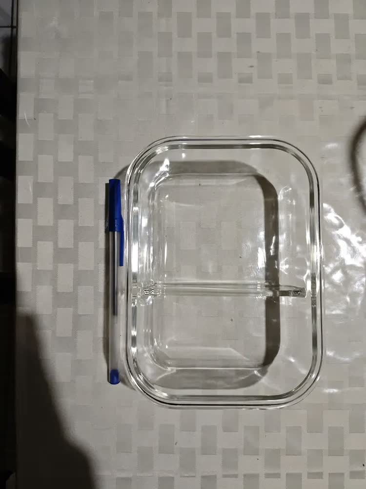 foto de Conjunto 3 Potes Hermético Vidro C/ Divisória Marmita 640ml Transparente