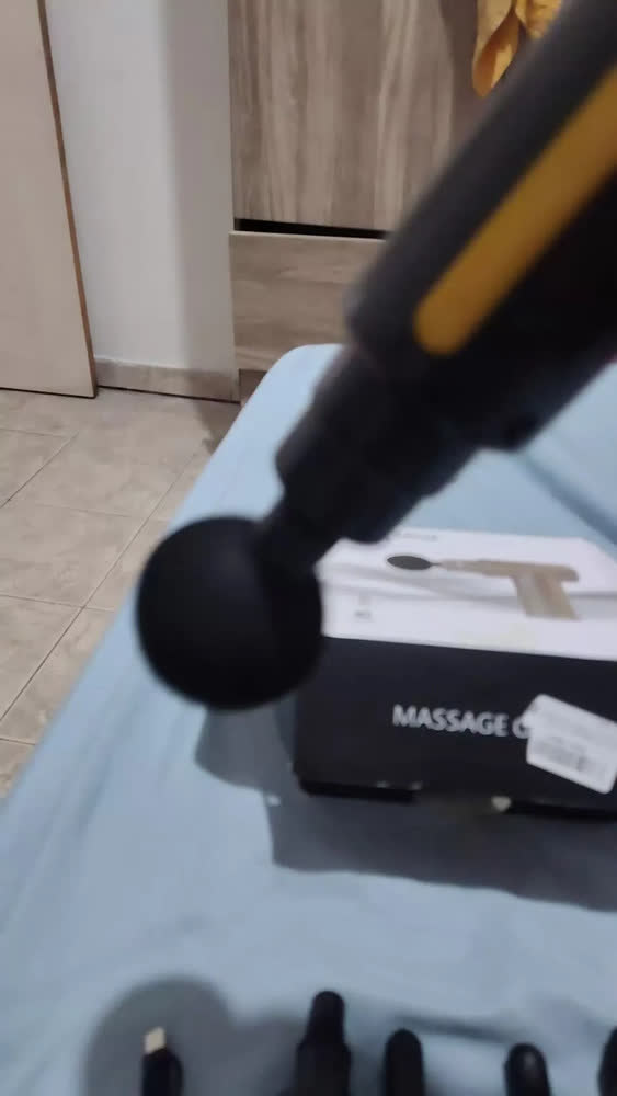 foto de Massageador Corporal Pistola Pescoço Aquecimento Elétrico Masajeador Massageador Pês Lombar Panturrilha Mão Pescoço Cabeça Costas Coluna Pernas Ombros Cervical - Aparelho massagem Portátil Preto