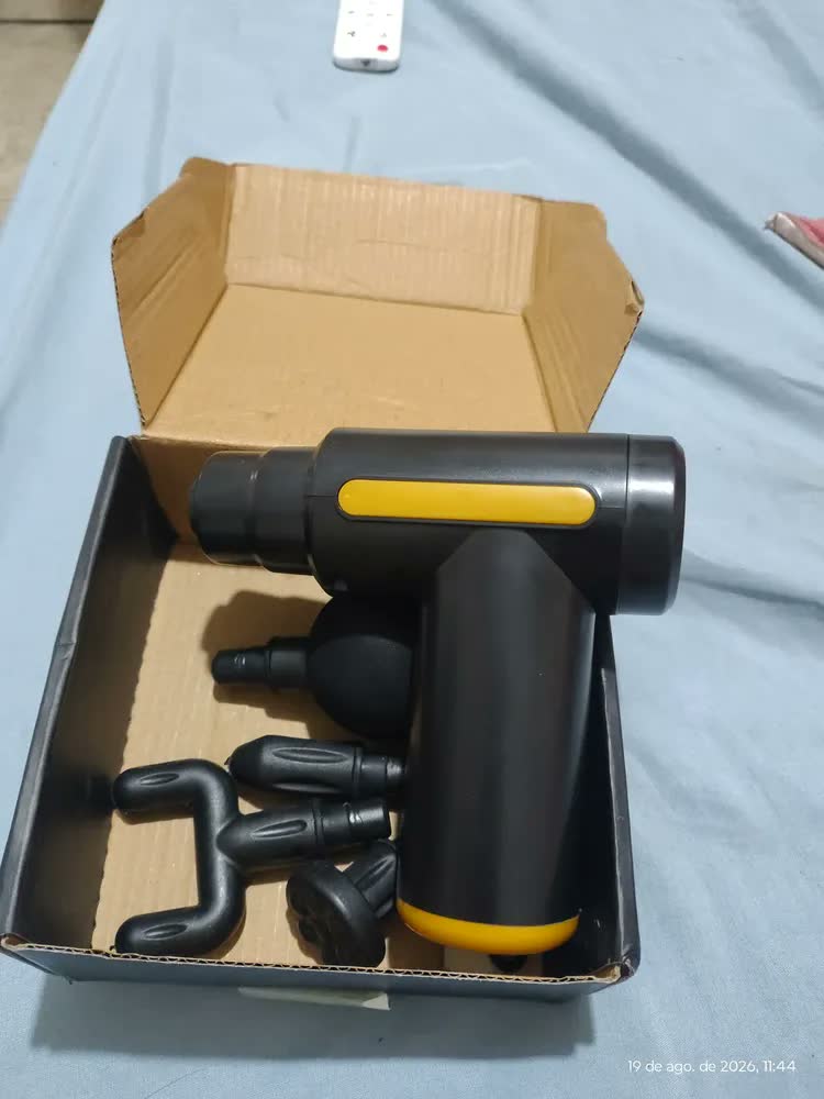 foto de Massageador Corporal Pistola Pescoço Aquecimento Elétrico Masajeador Massageador Pês Lombar Panturrilha Mão Pescoço Cabeça Costas Coluna Pernas Ombros Cervical - Aparelho massagem Portátil Preto