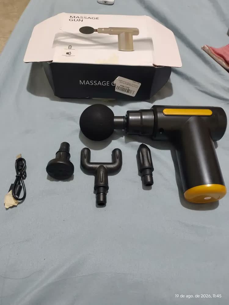 foto de Massageador Corporal Pistola Pescoço Aquecimento Elétrico Masajeador Massageador Pês Lombar Panturrilha Mão Pescoço Cabeça Costas Coluna Pernas Ombros Cervical - Aparelho massagem Portátil Preto