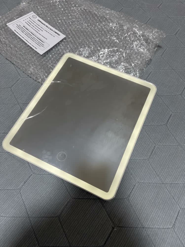 foto de Espelho De Maquiagem Led 3 Cores Ajustável Touch Screen Iluminado Recarregável Usb Portátil Mesa Parede Penteadeira Skincare Sobrancelha