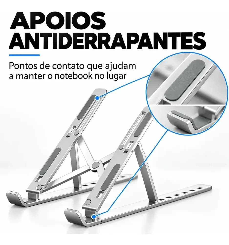Suporte para Notebook Alumínio Articulado Dobrável