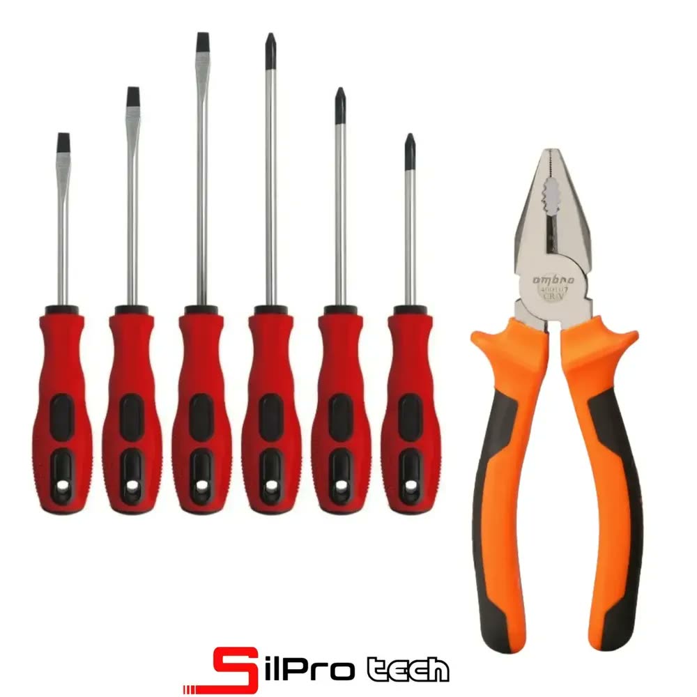 foto de Kit Jogo Ferramentas Chave Fenda Philips + Alicate Universal