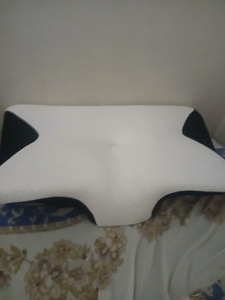 foto de BETWO Travesseiro Cervical Anatômico Ortopédico de Espuma de Memória, Travesseiro Borboleta Ergonômico para Pescoço e Coluna, Apoio Cervical para Dormir de Lado e de Costas, Suporte para Dormir, Cinza
