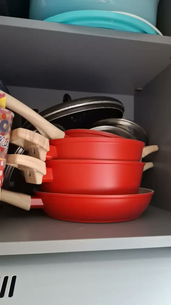 foto de Jogo De Panelas Cerâmico Antiaderente Indução 7 Peças 2.5mm Vermelho