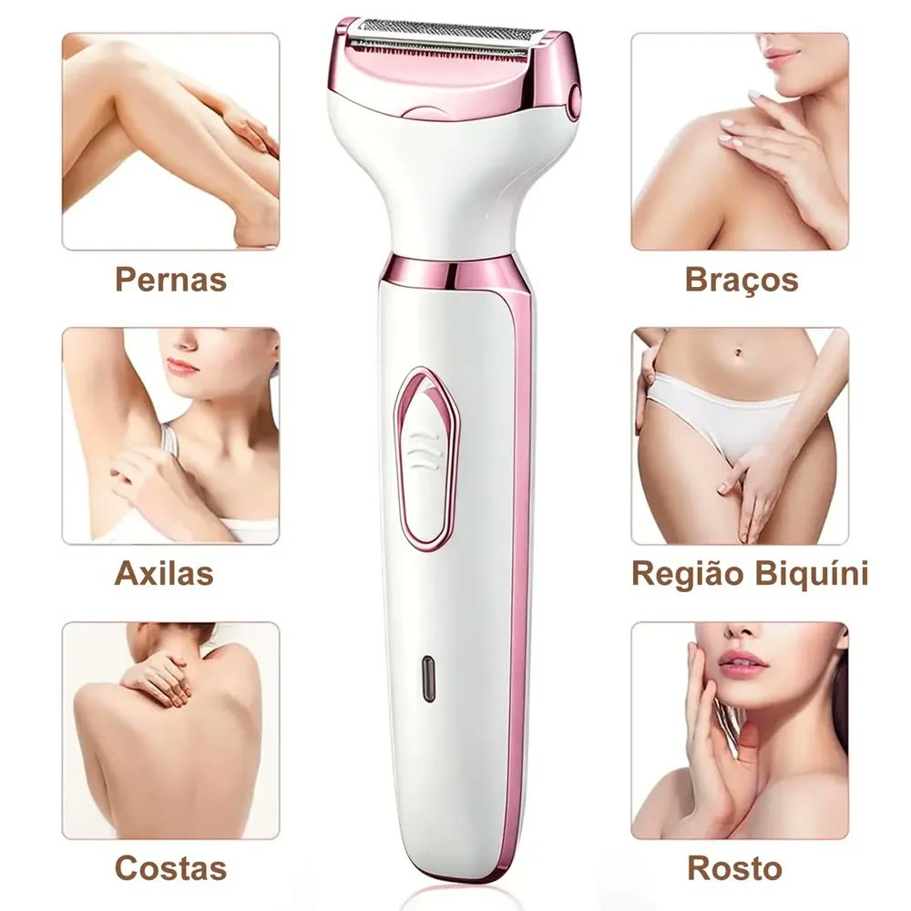 foto de Depilador Elétrico 4 Em 1 Aparador Pelos Feminino Depilador Facial Feminino Depilador De Sobrancelha Depilador Feminino Íntimo Aparador Pelo Facial Maquininha Depilação Bivolt USB Portátil Branco