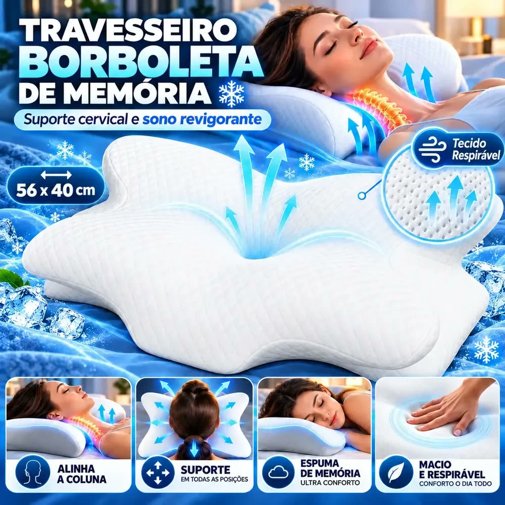 Travesseiro Cervical Ortopédico Magnétic Carvão Ativado Ergonomia Anti Apneia Ronco Alivio Dores