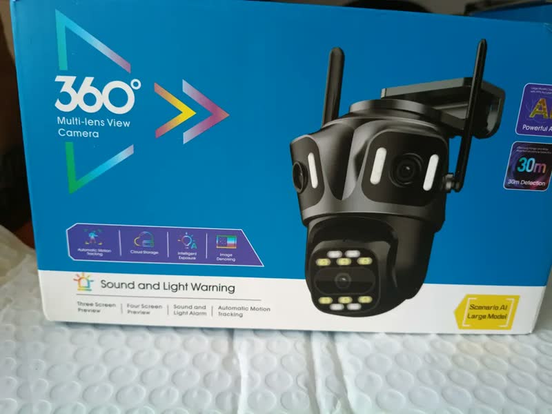 foto de Câmera de Segurança DUNCIM XM90-EU Wi-Fi Tripla Lente para Exterior c/ Visão Noturna Colorida