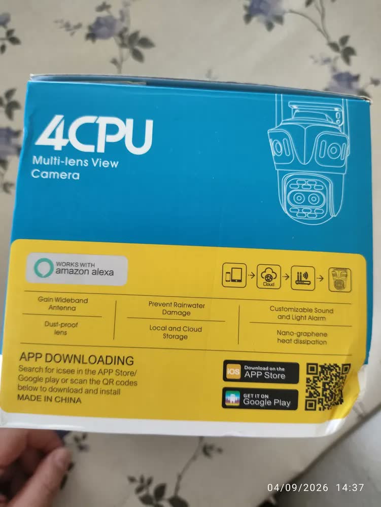 foto de Câmera de Segurança DUNCIM XM90-EU Wi-Fi Tripla Lente para Exterior c/ Visão Noturna Colorida