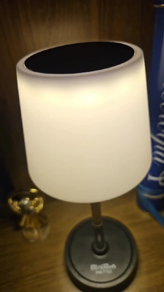 foto de Luminária de Mesa LED USB-C Recarregável de Haste Ajustável com Toque, Luz Quente e Base Dourada