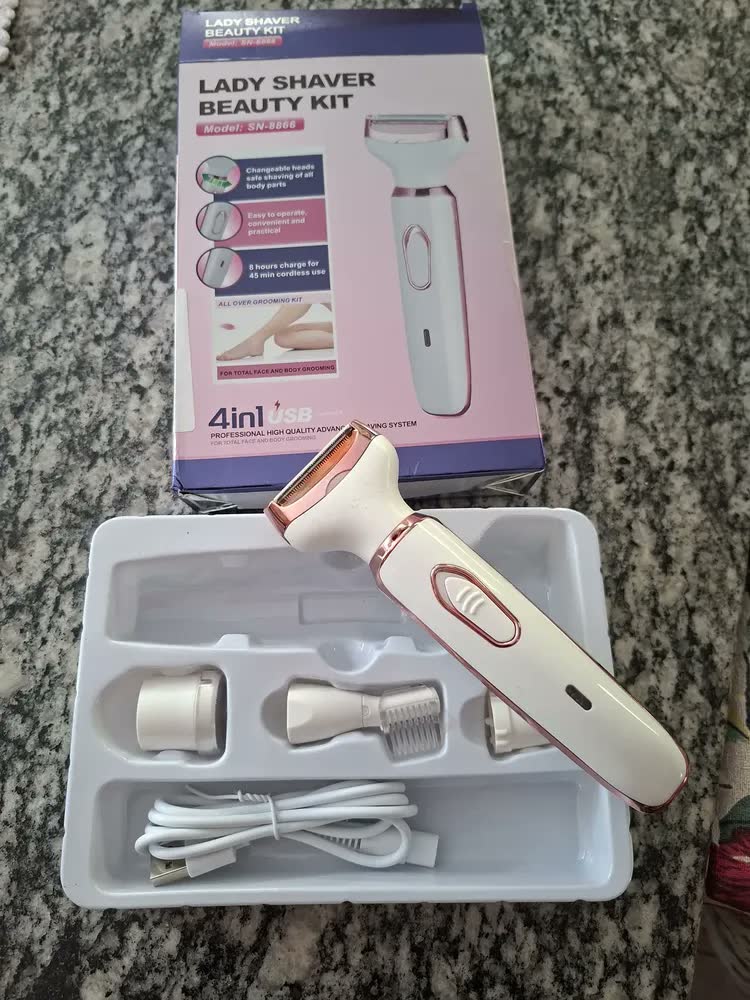 foto de Depilador Elétrico Feminino e Masculino Indolor 4 Em 1 Corporal Recarregável USB Aparador Íntimo Removedor de Pelos Facial Nariz Orelha Sobrancelha Sem Dor Portátil Multifuncional VETKA BEAUTY